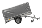 Einachsanhänger mit ALU-Bordwänden 230x125 Unitrailer Garden 230 KIPP ALU mit H-800 Rahmen und grauer Plane