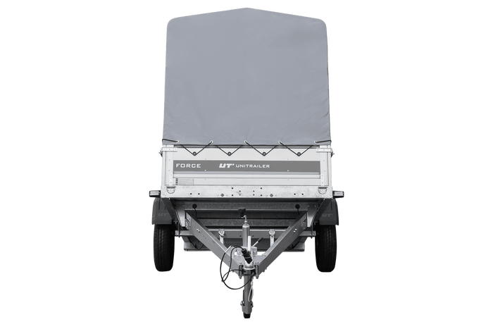 Ungebremster Anhänger 230x125 UNITRAILER FORCE 230 KIPP mit H-1100 Rahmen und grauer Hochplane