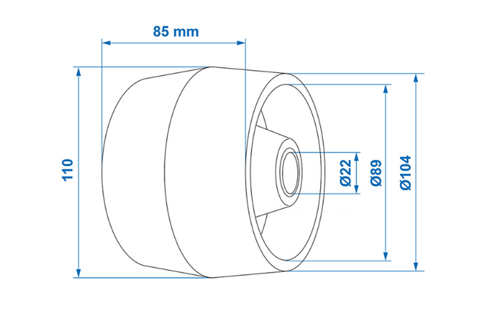 ProPlus 345472 Seitenrolle für Bootsanhänger 85 mm