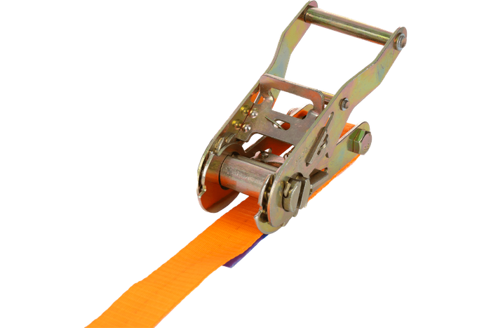 Satz aus vier UNITRAILER 12m/25mm/1t orangefarbenen Transportgurten mit Spannvorrichtung