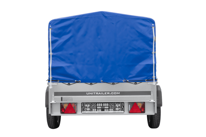 Leichter Anhänger 200x125 UNITRAILER GARDEN 201 KIPP mit H-800 Rahmen und blauer Plane