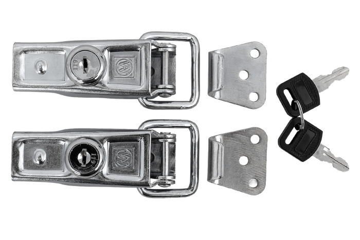 Satz Seitenhaken mit WINTERHOFF BVS 60-1 + BVSG 60-A Verschlüssen, komplettes Anhängerseitenschloss mit Schlüssel