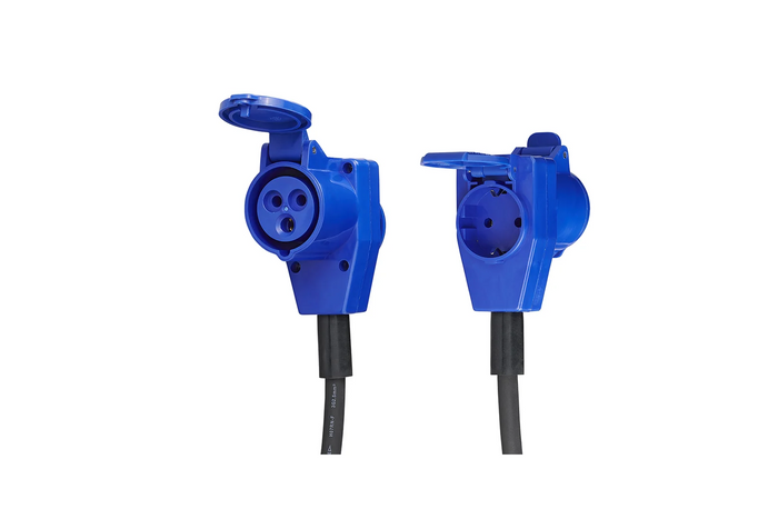 Adapter mit Schuko-Stecker und CEE-Winkelstecker + Schuko-Buchse 16A ProPlus 373528DE Kabel 150cm