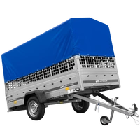 Autotransportanhänger auf Federn 264x125 UNITRAILER GARDEN 264/R KIPP mit Gitterwänden, H-800 Rahmen und blauer Plane