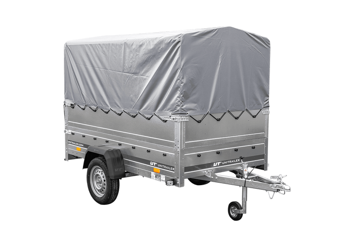 PKW-Anhänger 230x125 UNITRAILER GARDEN 230 FD mit BIS-Seiten, H-800-Gestell und grauer Plane