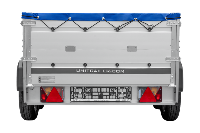 Zweiachsiger Anhänger mit Aluminiumseitenwänden 264x125 Unitrailer Garden 264/2 KIPP ALU mit BIS-Seitenwänden, H-0-Rahmen und blauer Plane