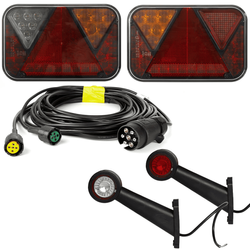 Lichtset: FRISTOM LED-Rückleuchten + HORPOL LED-Seitenmarkierungsleuchten + MANTES 5,2 m 7-poliger Kabelbaum