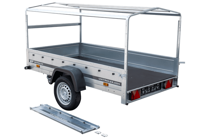 PKW-Anhänger 230x125 UNITRAILER GARDEN 230 KIPP mit blauer Hochplane 80 cm