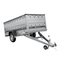Leichter Anhänger 264x125 UNITRAILER FORCE 264 KIPP mit BIS-Seitenwänden, H-0-Rahmen und grauer Plane