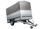 Leichter Anhänger auf Blattfedern 264x125 UNITRAILER FORCE 264/R KIPP mit BIS-Seitenwänden, H-800-Rahmen und grauer Plane