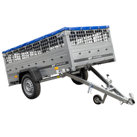 Pkw Transport Anhänger 230x125 Garden Trailer 230 KIPP mit Laubgitteraufsatz, blauer Flachplane und Stützrad