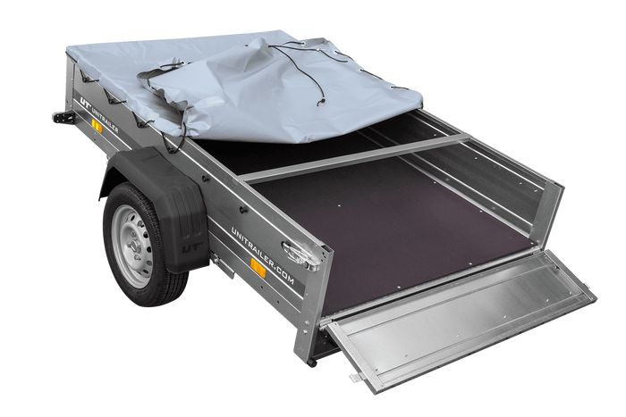 PKW-Anhänger auf Blattfedern 200x125 UNITRAILER GARDEN 201/R KIPP mit H-0 Rahmen und grauer Plane