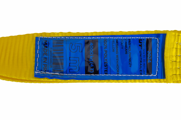 Abschleppseil mit Haken UNITRAILER Abschleppgurt 5m/50mm/4t gelb