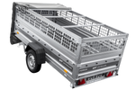Einachsanhänger 264x125 UNITRAILER FORCE 264 KIPP mit Gitterwänden, H-0-Rahmen und grauer Plane