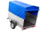 PKW-Anhänger 200x125 UNITRAILER GARDEN 201 KIPP mit Bordwandaufsatz und blauer Hochplane