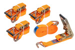 Satz aus vier UNITRAILER 8m/50mm/5t orangefarbenen Transportgurten mit Spanner