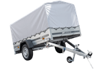 PKW-Anhänger 230x125 UNITRAILER GARDEN 230 KIPP mit Spriegel 80 cm und grauer Hochplane
