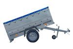 Einachsanhänger 200x106 UNITRAILER GARDEN 200 KIPP mit BIS-Seitenwänden und blauer Plane