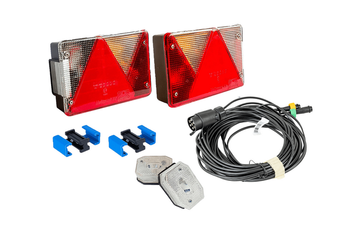 Lichtset: ASPÖCK Rückleuchten + ASPÖCK Seitenmarkierungsleuchten + MANTES 7m 7-PIN Kabelbaum + Schnellverbinder