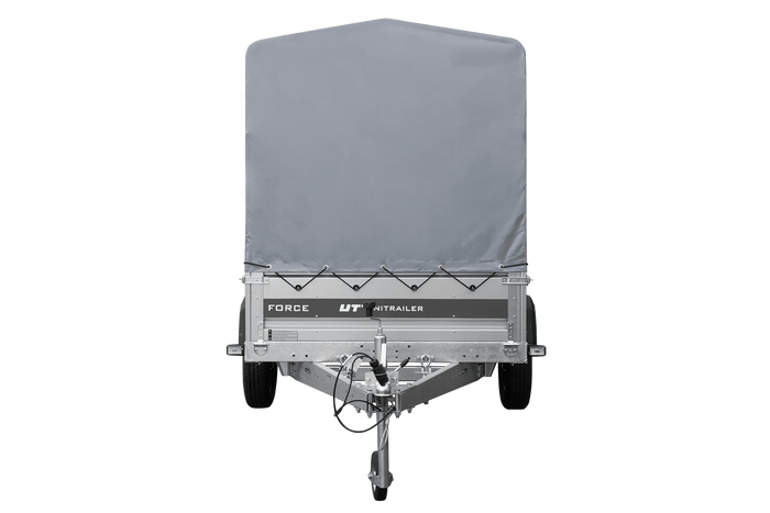 Ungebremster Anhänger 230x125 UNITRAILER FORCE 230 KIPP mit H-1100 Rahmen und grauer Hochplane