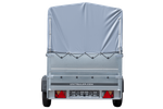 PKW-Anhänger 230x125 UNITRAILER GARDEN 230 KIPP mit Zusatzbordwändenund grauer Hochplane 80 cm