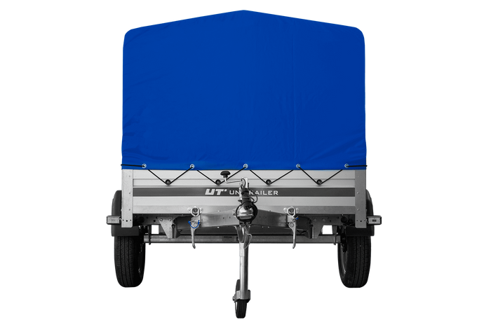 PKW-Anhänger mit Alubordwänden 200 x125 Garden Trailer 201 KIPP ALU mit blauer Hochplane