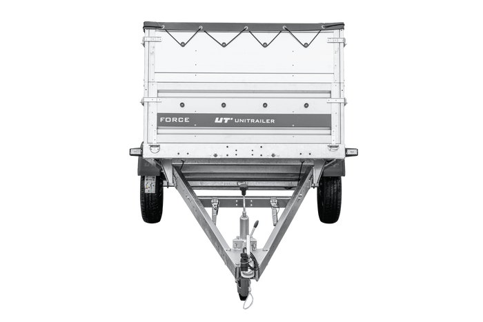 Leichter Anhänger 264x125 UNITRAILER FORCE 264 KIPP mit BIS-Seitenwänden, H-0-Rahmen und grauer Plane
