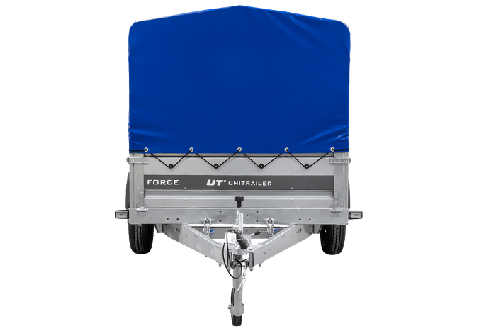 Ungebremster Anhänger 264x125 UNITRAILER FORCE 264 KIPP mit H-800 Spriegel und blauer Hochplane