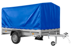 Autotransportanhänger auf Federn 264x150 UNITRAILER GARDEN 265/R KIPP mit H-1100 Rahmen und blauer Plane
