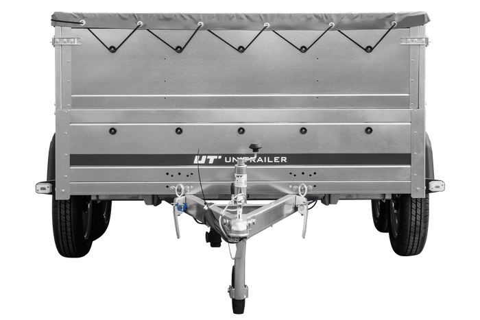 Zweiachsiger Anhänger 264x150 UNITRAILER GARDEN 265/2 KIPP mit BIS-Seitenwänden, H-0-Rahmen und grauer Plane