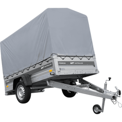 Leichter Anhänger 230x125 UNITRAILER FORCE 230 KIPP mit H-1100 Rahmen und grauer Plane