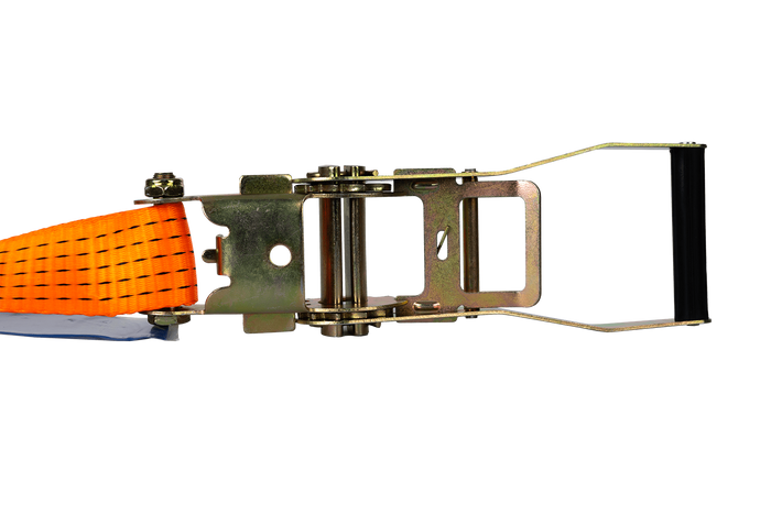 Satz aus vier UNITRAILER 5m/50mm/5t orangefarbenen Transportgurten mit Spannvorrichtung