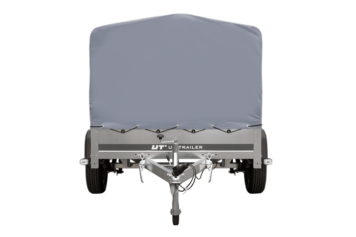 Einachsanhänger auf Blattfedern 200x125 UNITRAILER GARDEN 201/R KIPP mit H-800-Rahmen und grauer Plane