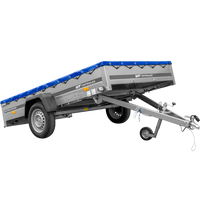Einachsiger Anhänger auf Blattfedern 264x150 UNITRAILER GARDEN 265/R KIPP mit H-0-Rahmen und blauer Plane