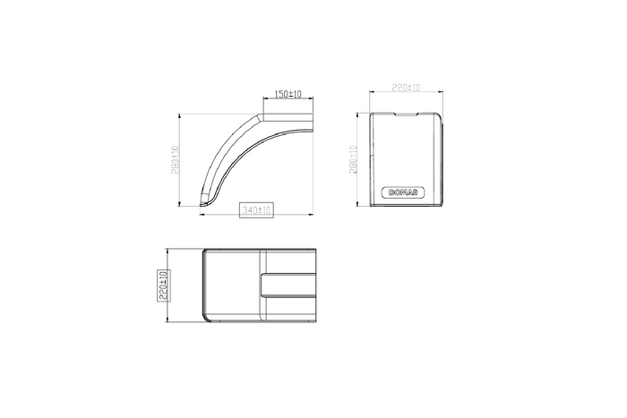 Linke Kotflügelhälfte für Anhänger DOMAR DR1012501 Radlauf 340/220 mm