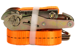 Satz aus vier UNITRAILER 5m/25mm/1t orangefarbenen Transportgurten mit Spannvorrichtung