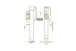 Ausziehbare Stütze mit UNITRAILER TJ5001+TJ5002A Adapter für 1300 kg Pritschenanhänger 364-614 mm