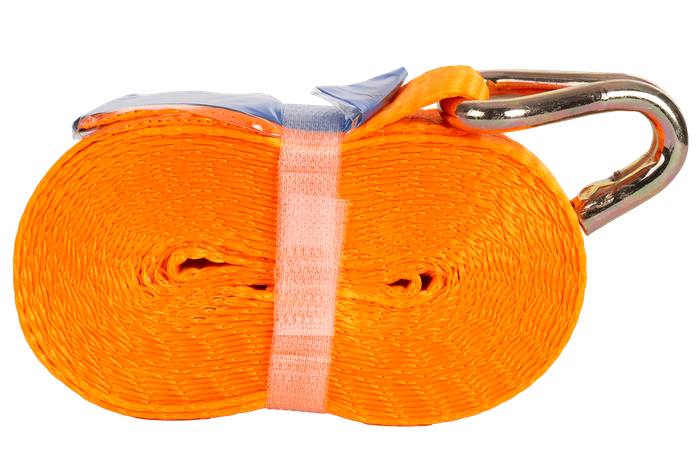Satz aus vier UNITRAILER 5m/25mm/1t orangefarbenen Transportgurten mit Spannvorrichtung