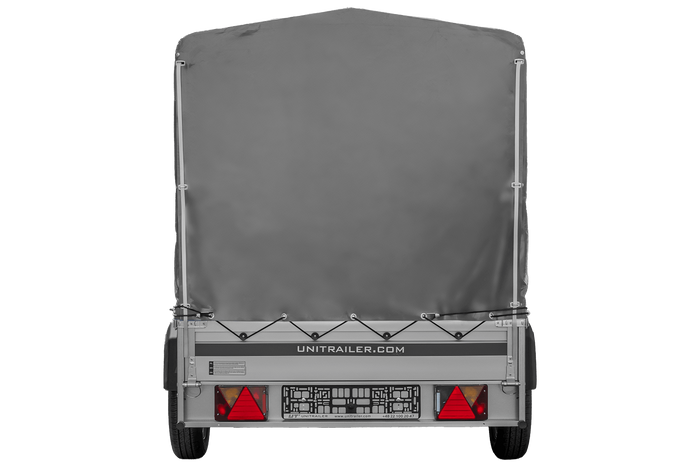 Autoanhänger mit Aluminiumseitenwänden 264x125 Unitrailer Garden 264 KIPP ALU mit H-1100 Rahmen und grauer Plane