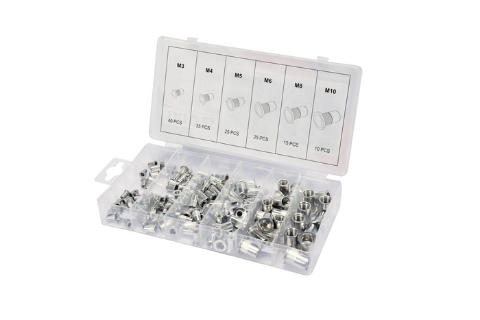 YATO YT-36460 Aluminium-Nietmutternsatz, Größen M3-M10, 150 Stück