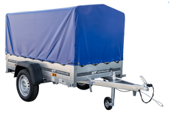 Einachsanhänger 200x106 UNITRAILER GARDEN 200 KIPP mit H-800 Rahmen und blauer Plane