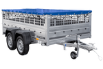 Leichter Anhänger 264x150 UNITRAILER GARDEN 265/2 KIPP mit Gitterwänden, H-0-Rahmen und blauer Plane