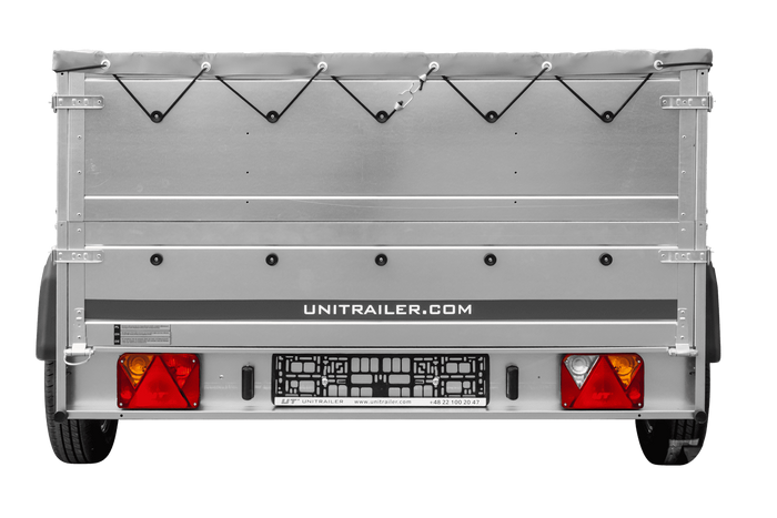 Zweiachsiger Anhänger 264x150 UNITRAILER GARDEN 265/2 KIPP mit BIS-Seitenwänden, H-0-Rahmen und grauer Plane