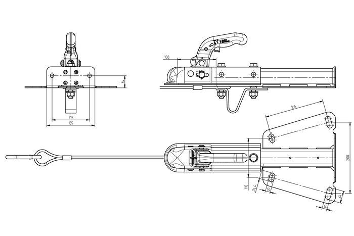 KNOTT KQ14-A+KZE7.5 Kugelkupplung für einen 1400 kg Anhänger mit V-förmiger Deichsel