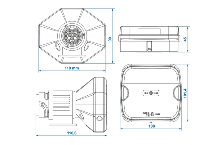 ProPlus LED-Rückleuchten (13-PIN), 4 Funktionen (links + rechts), magnetisch, Bluetooth