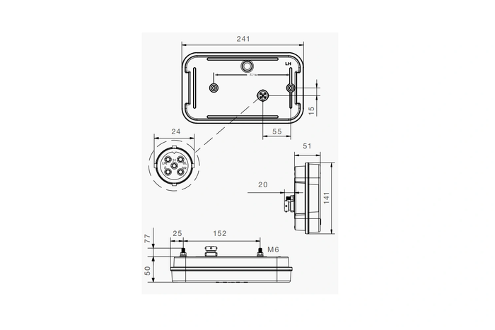 ASPÖCK MULTILED IV LED-Rücklicht, Bajonettanschluss 5-PIN, 5 Funktionen links