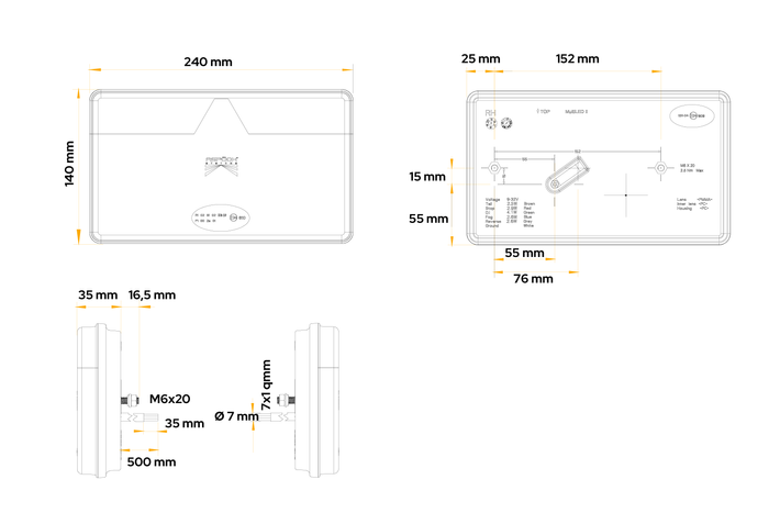 ASPÖCK Multiled II LED-Rückleuchte, 5 Funktionen, links