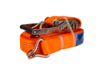 Satz aus vier UNITRAILER 15m/50mm/5t orangefarbenen Transportgurten mit Spannvorrichtung