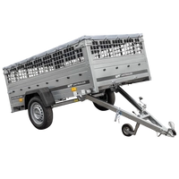 Leichter Anhänger auf Federn 230x125 UNITRAILER GARDEN 230/R KIPP mit Gitterwänden, H-0-Rahmen und grauer Plane