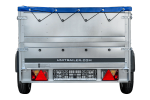 PKW-Anhänger auf Federn 230x125 UNITRAILER GARDEN 230/R KIPP mit BIS-Bordwänden, H-0-Rahmen und blauer Plane